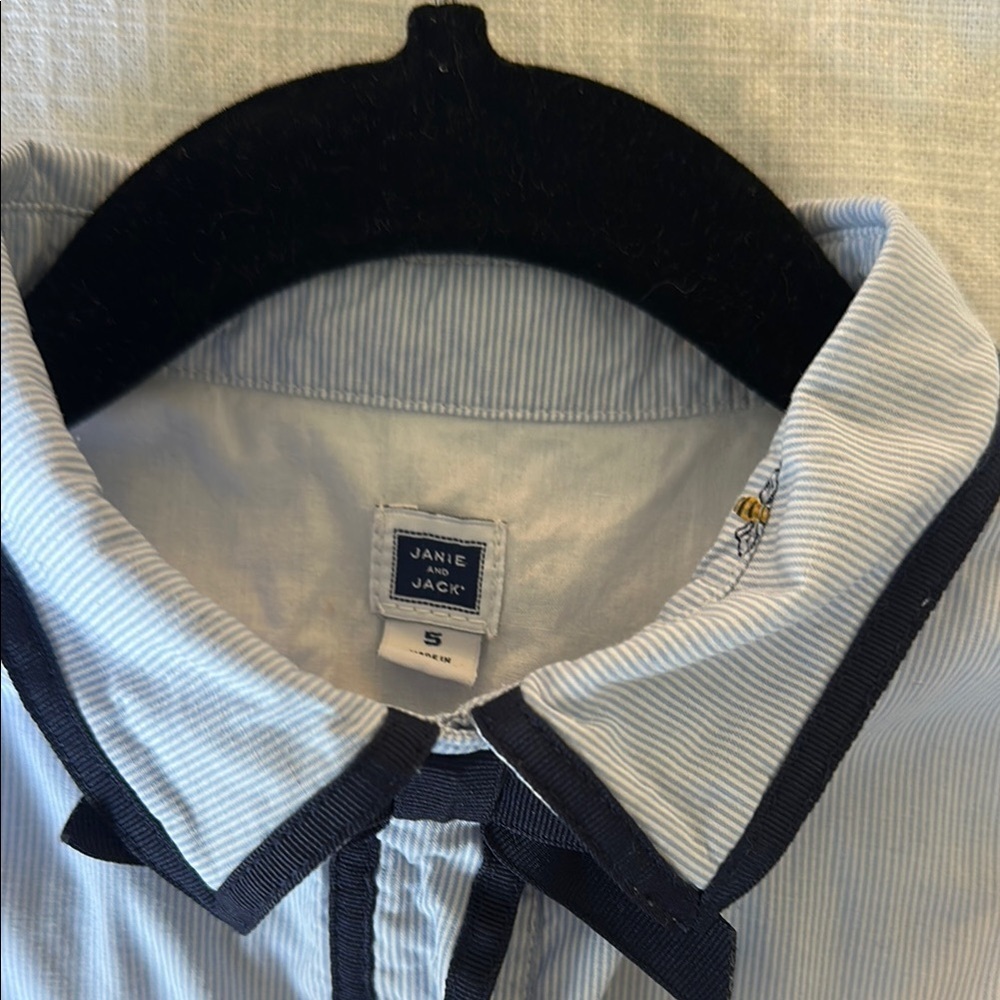 Janie and Jack Light Blue Dress with Navy Trim - Picture 6 of 6